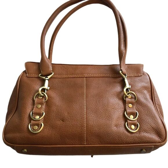 Via Spiga Leather Satchell Bag Brown Pebbled Leather Double Handle - Picture 4 of 13